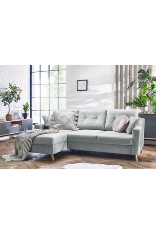 Canapé d'angle gauche convertible Sweden - Gris clair - Couchage 128 x 196 cm