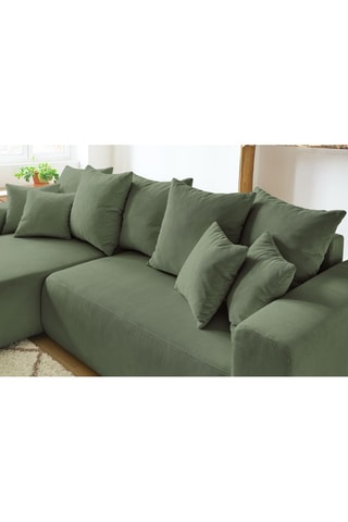 Canapé d'angle réversible convertible et pouf Envy - Kaki - Couchage 231 x 130 cm