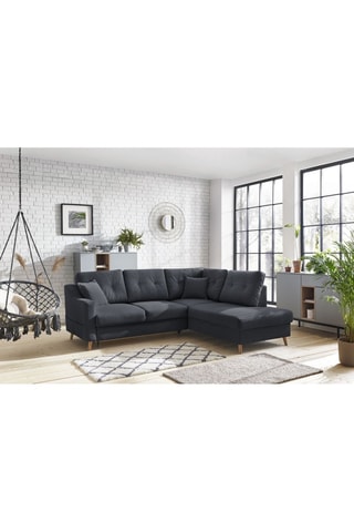Canapé d'angle droit convertible avec coffre Sweden - Anthracite - Couchage 128 x 196 cm