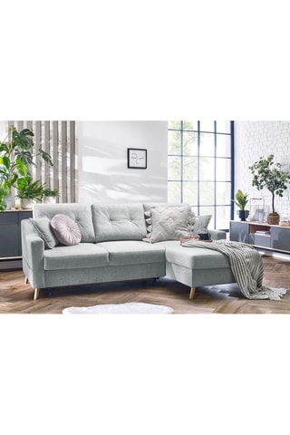 Canapé d'angle droit convertible Sweden - Gris clair - Couchage 128 x 196 cm