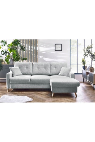 Canapé d'angle droit convertible Sweden - Gris clair - Couchage 128 x 196 cm
