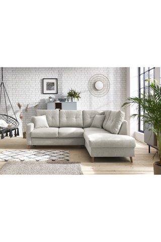 Canapé d'angle droit convertible Sweden - Crème - Couchage 130 x 200 cm