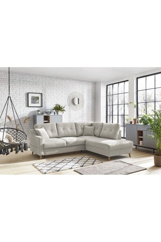 Canapé d'angle droit convertible Sweden - Crème - Couchage 130 x 200 cm