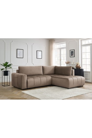 Canapé d'angle droit convertible Arsene - Taupe - Couchage 135 x 204 cm