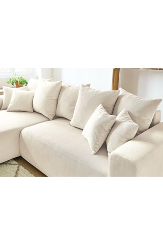 Canapé d'angle réversible convertible et pouf Envy - Crème - Couchage 231 x 130 cm