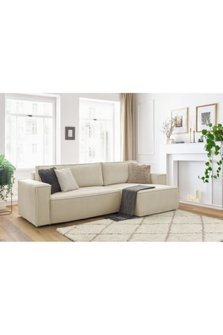 Canapé d'angle réversible convertible Nihad - Crème - Couchage 231 x 130 cm