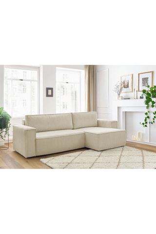 Canapé d'angle réversible convertible Nihad - Crème - Couchage 231 x 130 cm