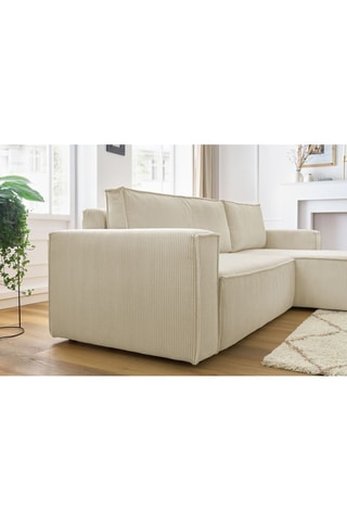 Canapé d'angle réversible convertible Nihad - Crème - Couchage 231 x 130 cm