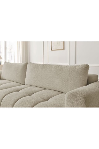 Canapé d'angle gauche convertible Fuji - Beige - 3 places - Tissu bouclette - Couchage 154 x 228 cm