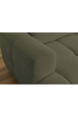 Canapé d'angle droit convertible Fuji - Vert - 3 places - Tissu bouclette - Couchage 154 x 228 cm