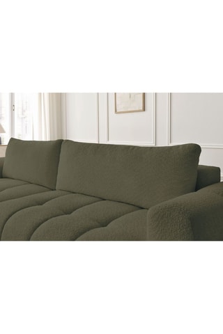 Canapé d'angle gauche convertible Fuji - Vert - 3 places - Tissu bouclette - Couchage 154 x 228 cm
