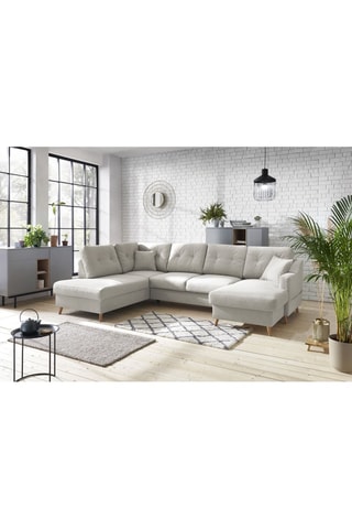 Canapé d'angle panoramique convertible droit Sweden - 
Crème - Couchage 260 x 130 cm