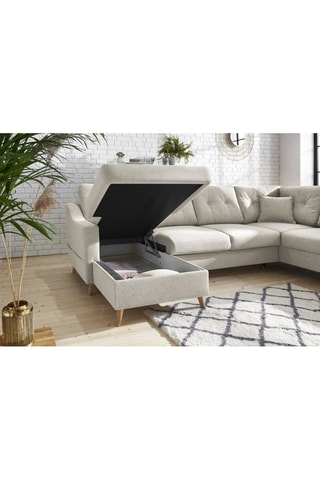 Canapé d'angle panoramique convertible gauche Sweden - Crème - Couchage 260 x 130 cm