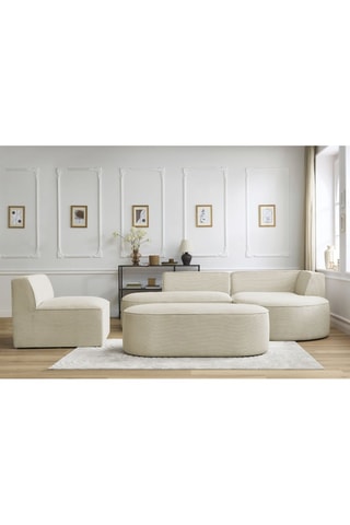 Canapé d'angle droit modulable, chauffeuse et pouf  Rousseau - Beige