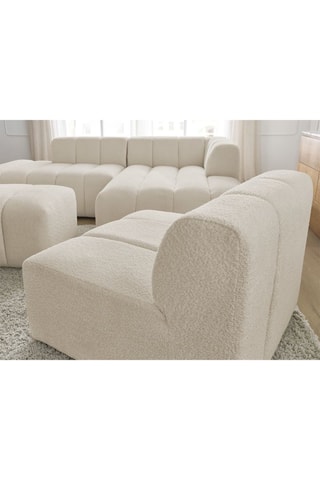 Canapé d’angle modulabe, chauffeuse et pouf Annecy - Beige - 5 et 1 places - En tissu bouclette
