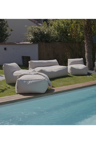 Pouf Riviera - Beige - En tissu lisse déperlant