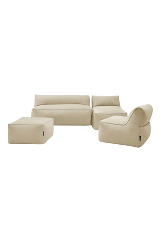 Chauffeuse, méridienne et pouf Riviera - 5 places - Beige - En tissu lisse déperlant