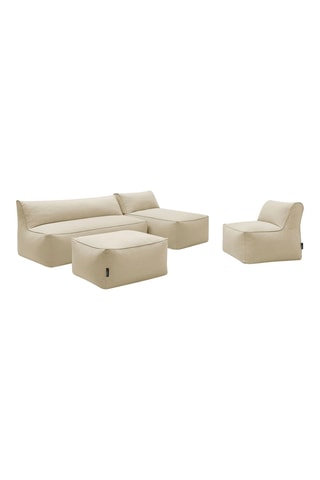 Chauffeuse, méridienne et pouf Riviera - 5 places - Beige - En tissu lisse déperlant