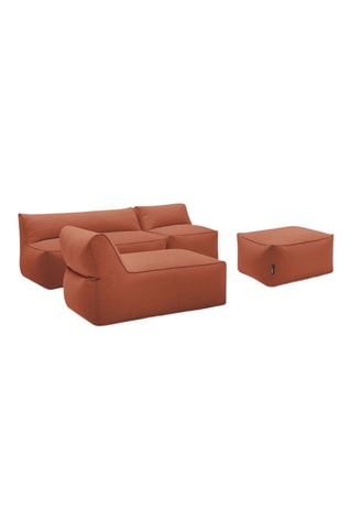 Chauffeuse, méridienne et pouf Riviera - 5 places - Rouille - En tissu lisse déperlant