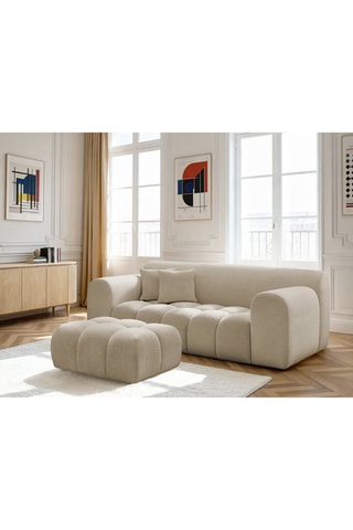 Canapé et pouf Mélisse - 2 places - Beige - En polyester 