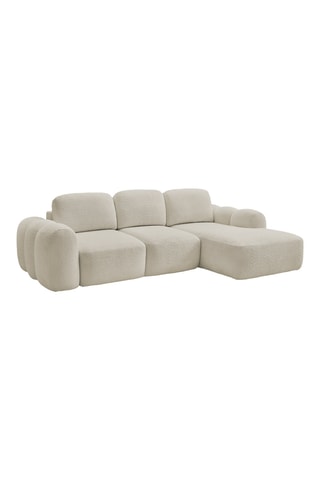 Canapé d'angle droit convertible Montaigne - Beige - 4 places - En tissu bouclette