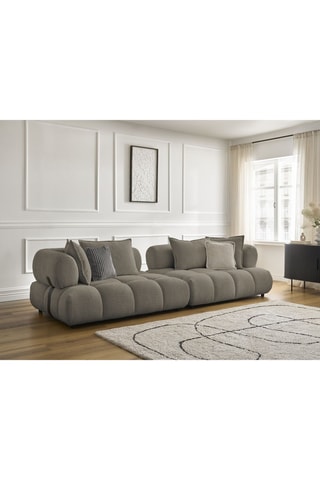 Canapé Alya - Taupe - 4 places - En tissu bouclette