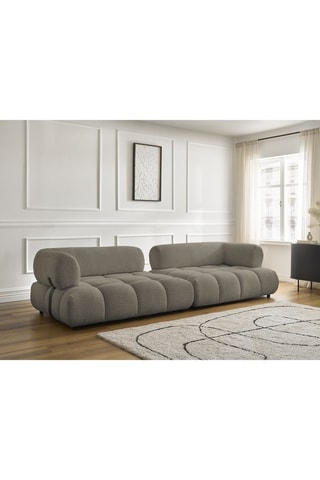 Canapé Alya - Taupe - 4 places - En tissu bouclette