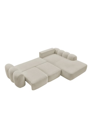 Canapé d'angle droit convertible Montaigne - Beige - 3 places - En tissu bouclette 