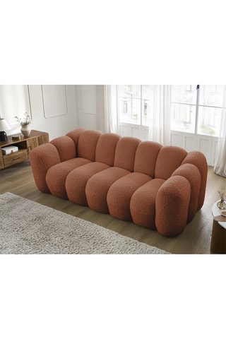 Canapé Hippolyte - Orange - 3 places - En tissu bouclette