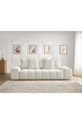 Canapé convertible Everest - Beige - 3 places - Couchage 197 x 153 cm - En tissu chiné doux