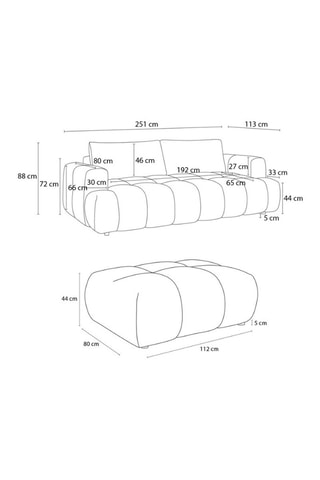 Canapé convertible et pouf Fuji - Beige - 3 places - En tissu lisse