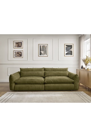 Canapé Neil - Vert olive - 3 places - En tissu polyester