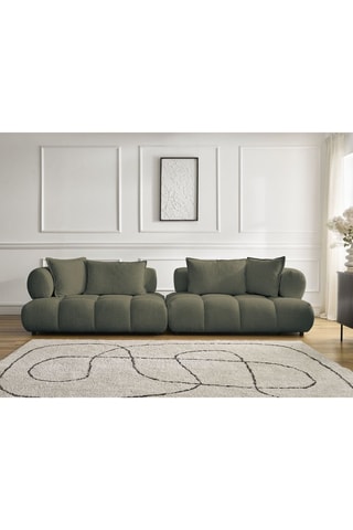 Canapé Alya - Vert foncé - 4 places - En tissu bouclette