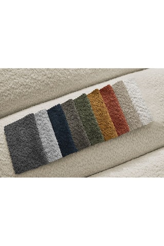 Canapé d’angle gauche et pouf Talia - Beige - 4 places - En tissu bouclette