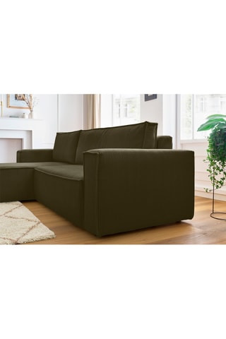 Canapé d'angle réversible convertible Nihad - Vert - Couchage 231 x 130 cm