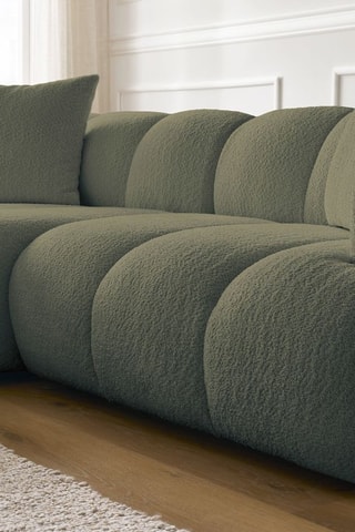 Canapé d'angle gauche Pamira - Vert - 4 places - En tissu bouclette
