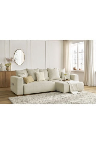 Canapé d'angle réversible convertible Sidonie - Beige - Couchage 231 x 133 cm