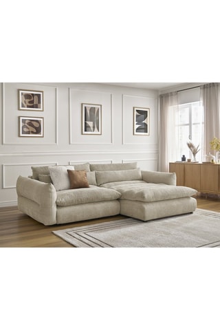 Canapé d'angle droit Neil - Beige - 3 places - En tissu texturé