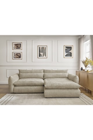 Canapé d'angle droit Neil - Beige - 3 places - En tissu texturé