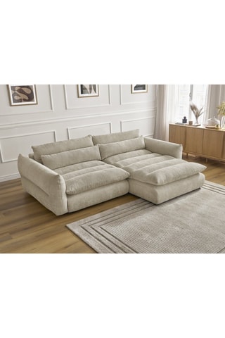 Canapé d'angle droit Neil - Beige - 3 places - En tissu texturé