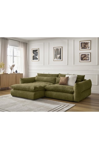 Canapé d'angle gauche Neil - Vert olive - 3 places - En tissu texturé