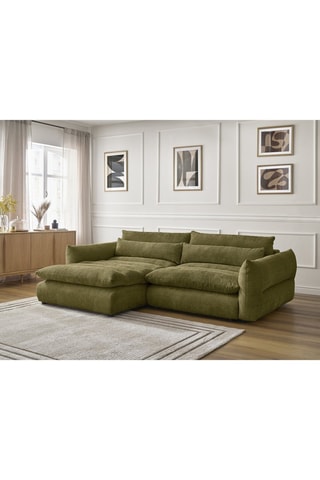 Canapé d'angle gauche Neil - Vert olive - 3 places - En tissu texturé