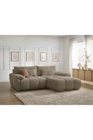 Canapé d'angle droit Ivane - Taupe - 3 places - En tissu texturé