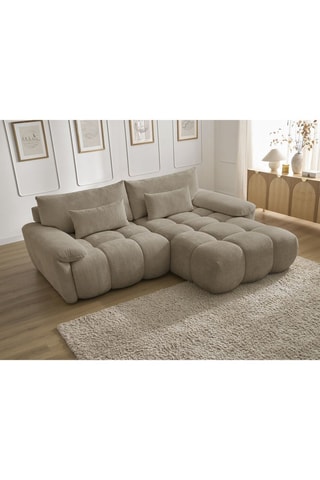 Canapé d'angle droit Ivane - Taupe - 3 places - En tissu texturé