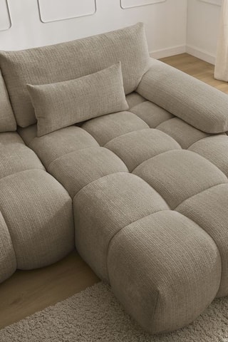 Canapé d'angle droit Ivane - Taupe - 3 places - En tissu texturé