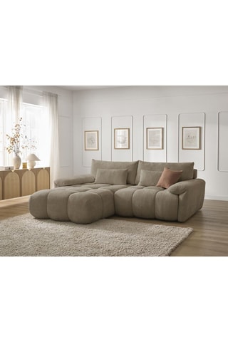 Canapé d'angle gauche Ivane - Taupe - 3 places - En tissu texturé