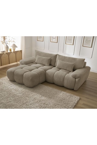 Canapé d'angle gauche Ivane - Taupe - 3 places - En tissu texturé