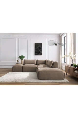 Canapé d'angle réversible Jeanne - Taupe - 5 places - En tissu velours