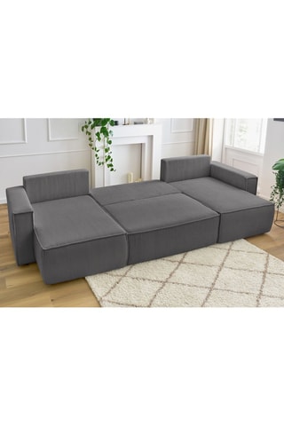 Canapé d'angle panoramique convertible Nihad - Gris foncé - Couchage 328 x 139 cm