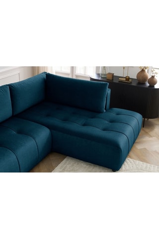 Canapé d'angle gauche panoramique convertible Arsene - Bleu  - Couchage 135 x 325 cm